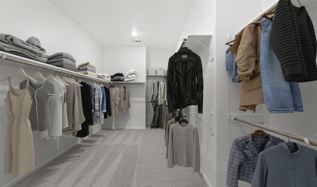 Walk-in closet in the owner's suite (*Photo not of actual home and used for illustration purposes only.)