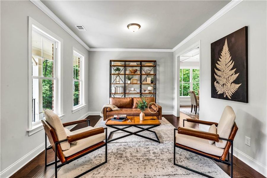 Furnished interior view inside a new home in The Estates at Hurricane Pointe, Douglasville (Image 36). Furnished interior view inside a new home in The Estates at Hurricane Pointe, Douglasville (Image 36).