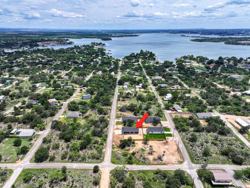 Drone / aerial view of a nearby body of water