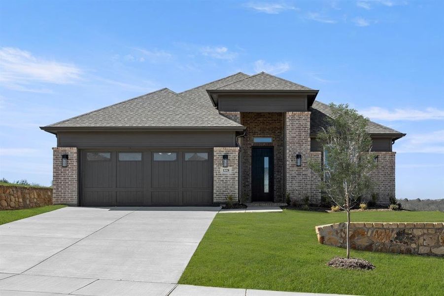 Front exterior of a new home in High Country, Burleson, TX, highlighting curb appeal (Image 2).