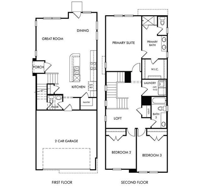 2D floor plan layout of this home in Kemah Crossing - City Series, Kemah, TX (Image 2). 2D floor plan layout of this home in Kemah Crossing - City Series, Kemah, TX (Image 2).