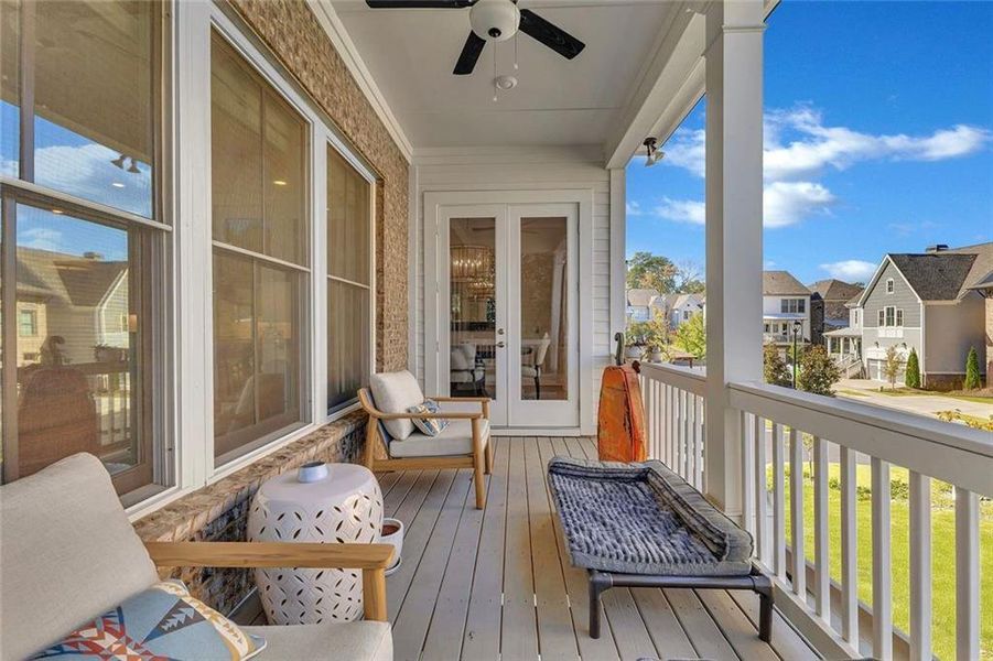 Exterior details and patio area of a home in Manning on the Square, Alpharetta (Image 25).