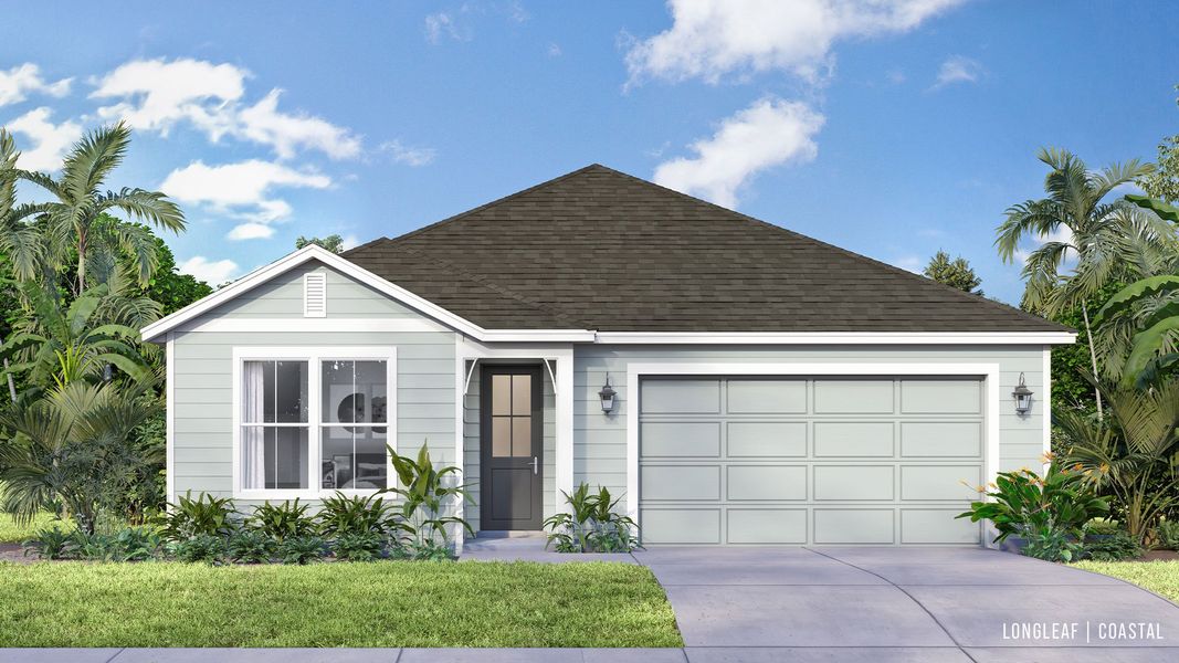 Representative exterior photo of a completed home built from the Longleaf by DRB Homes in Ardisia Park, New Smyrna Beach, FL (Image 19).
