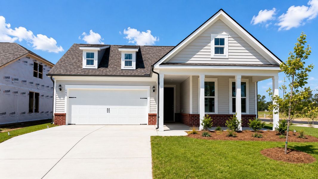 Front exterior of a new home in Crescent Cove, Myrtle Beach, SC, highlighting curb appeal (Image 18).