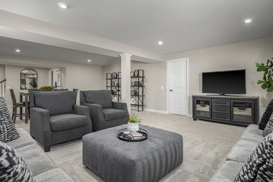 Representative furnished interior of a home built from the Eden Cay Basement by Ryan Homes in Basildon Ranches, Lancaster (Image 19).