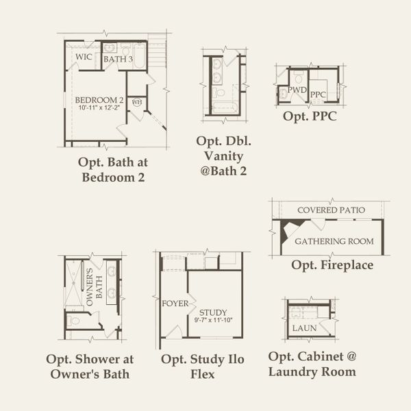 2D floor plan layout for the Hamilton by Pulte Homes in Santa Rita Ranch, Liberty Hill, TX (Image 3).