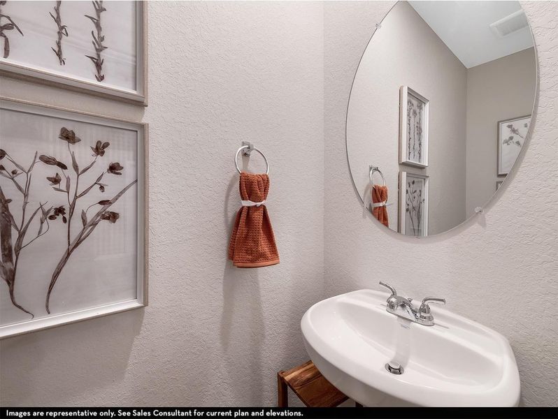 Convenient half bath includes a pedestal sink and mirror, ideal for guests and everyday use.**Photo is a representative only and may vary as built, real photos coming soon!** Convenient half bath includes a pedestal sink and mirror, ideal for guests and everyday use.**Photo is a representative only and may vary as built, real photos coming soon!**