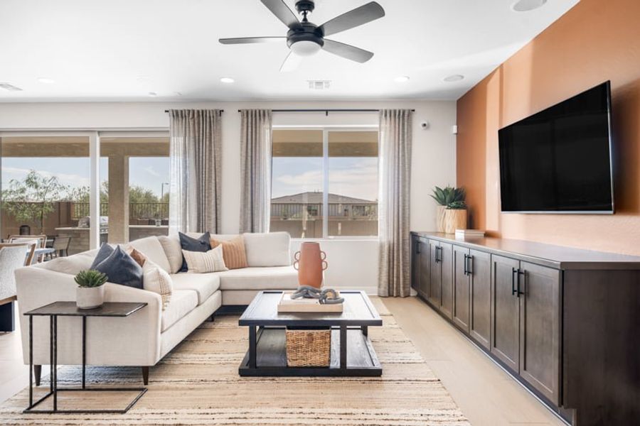 Representative furnished interior of a home built from the Havasupai by Taylor Morrison in Ovation at Meridian 55+, Queen Creek (Image 6). Representative furnished interior of a home built from the Havasupai by Taylor Morrison in Ovation at Meridian 55+, Queen Creek (Image 6).