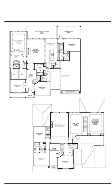 2D floor plan layout of this home in Fulshear Lakes 80', Fulshear, TX (Image 3).