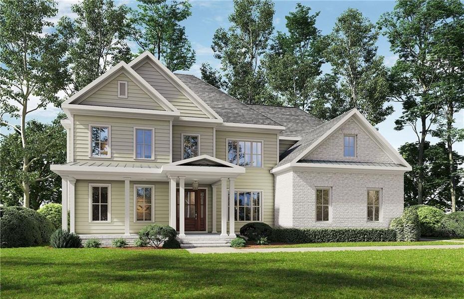 Front exterior of a new home in , Alpharetta, GA, highlighting curb appeal (Image 1). Front exterior of a new home in , Alpharetta, GA, highlighting curb appeal (Image 1).