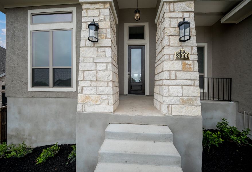 Representative exterior details of a home built from the The Davinci by Whitestone Custom Homes in Johnson Ranch, Bulverde (Image 3).