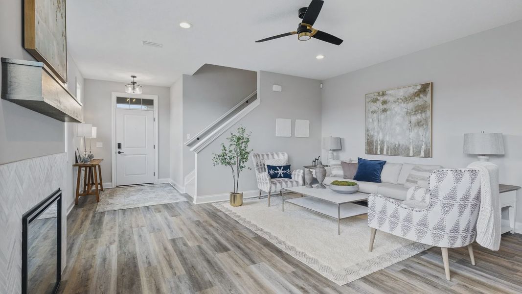 Representative furnished interior of a home built from the Cambridge by Epcon Communities in The Courtyards at Oak Grove, Durham (Image 6).