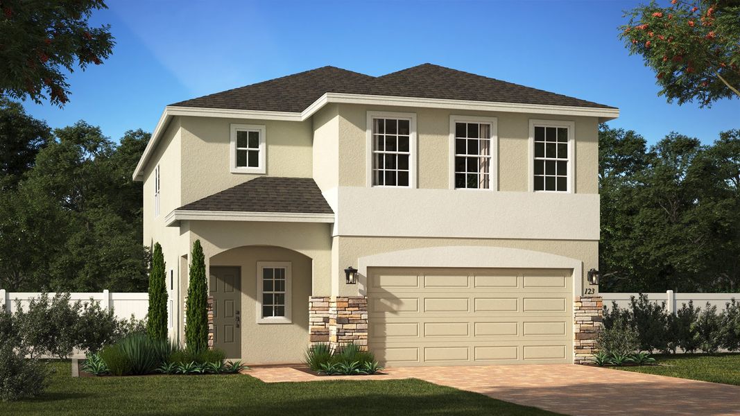 Representative exterior photo of a completed home built from the Sanibel by Risewell Homes in Preservation Pointe, Davenport, FL (Image 16).