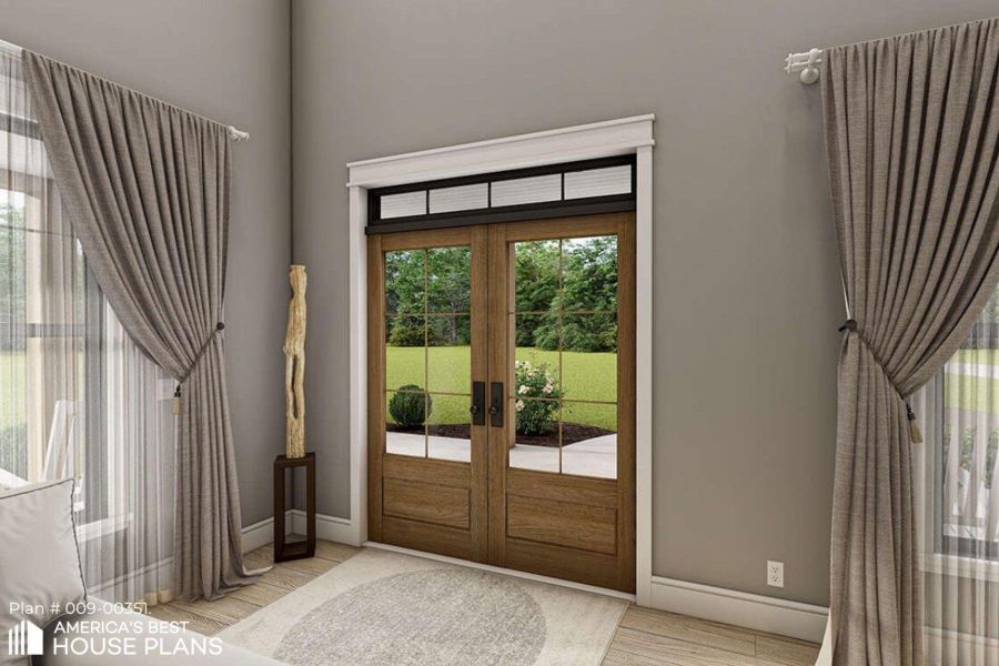 Entryway with french doors and baseboards