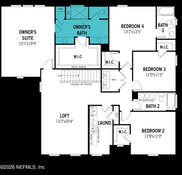 2D floor plan layout of this home in RiverTown, St. Johns, FL (Image 5).