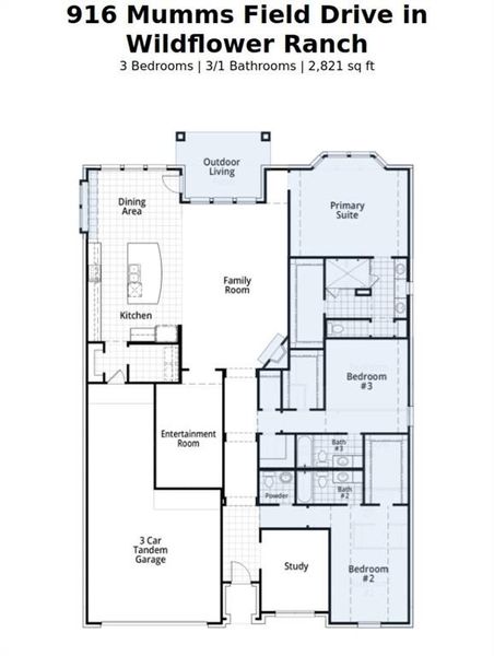 2D floor plan layout of this home in Wildflower Ranch, Dish, TX (Image 4).