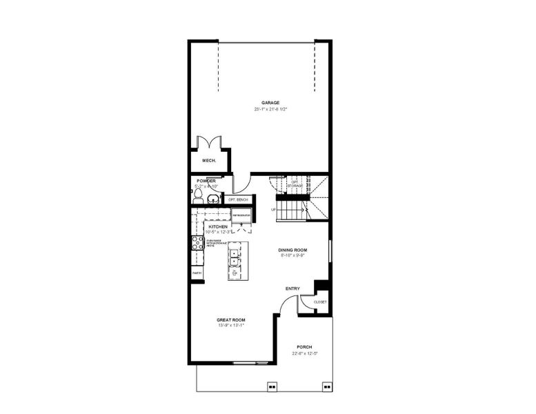 2D floor plan layout for the Copperhead by Hartford Homes in Timnath Ranch Townhomes, Timnath, CO (Image 3).