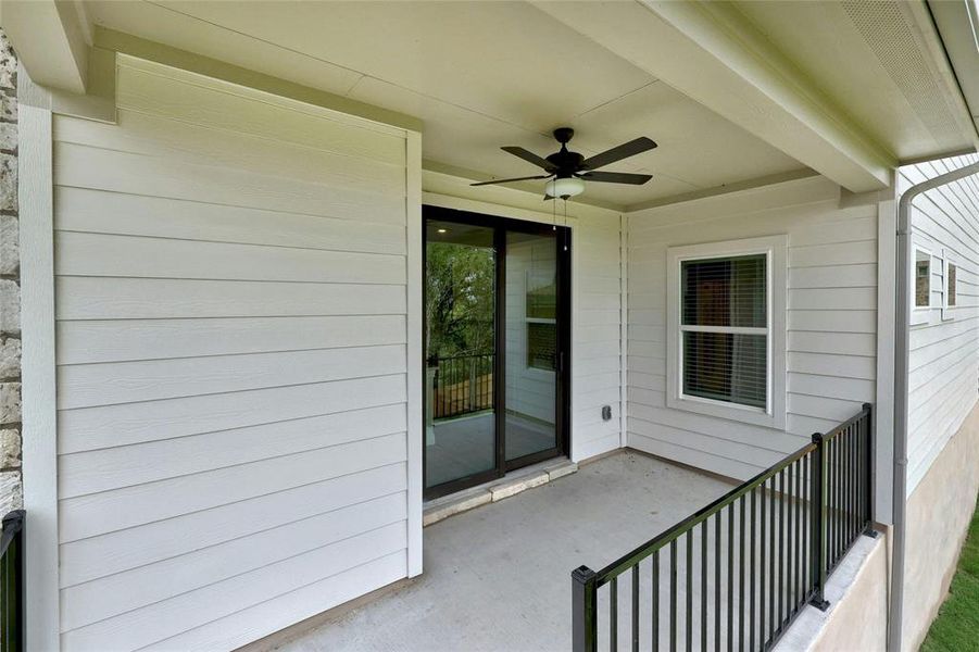 Covered back patio with great views.