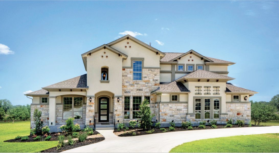 Representative exterior photo of a completed home built from the Madera II by Giddens Homes in Scofield Farms Estates, Georgetown, TX (Image 30).