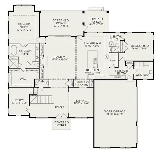 2D floor plan layout for the Lakeview Manor by Homes by Dickerson in Blanton's Grove, Wake Forest, NC (Image 3).