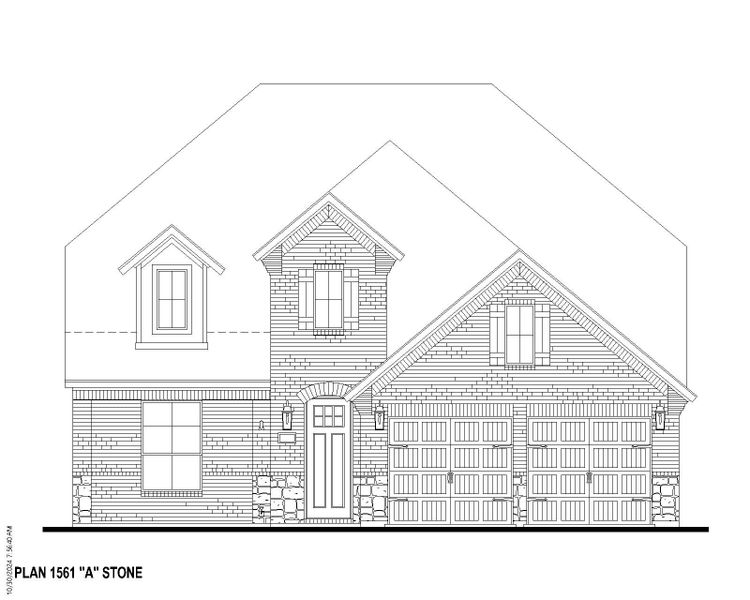 Plan 1561 Elevation A w/ Stone