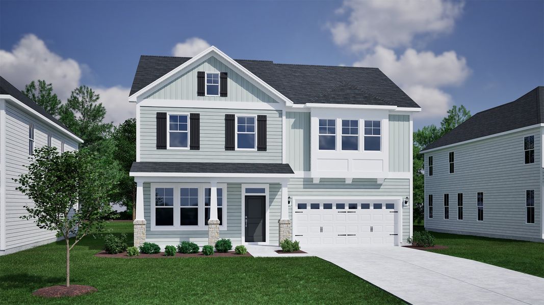 Representative exterior photo of a completed home built from the Edisto - Vanguard Collection by Mungo Homes in Lilah Grove, Summerfield, NC (Image 3).