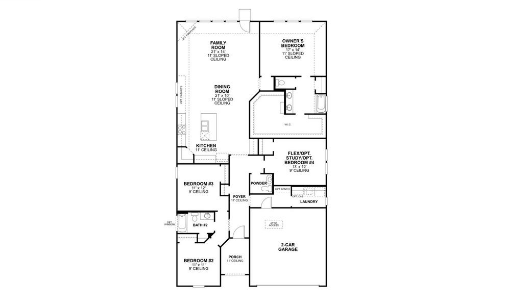 2D floor plan layout for the Edmonds by M/I Homes in Eliana, McKinney, TX (Image 3).