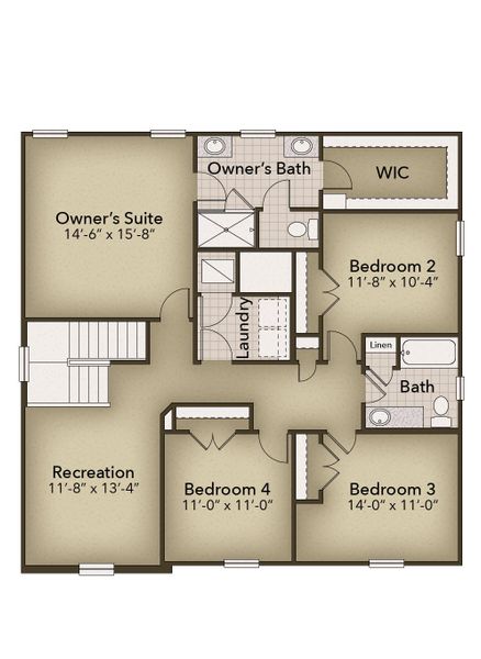 2D floor plan layout for the The Poppy by Chesapeake Homes in Neill's Pointe, Angier, NC (Image 6). 2D floor plan layout for the The Poppy by Chesapeake Homes in Neill's Pointe, Angier, NC (Image 6).