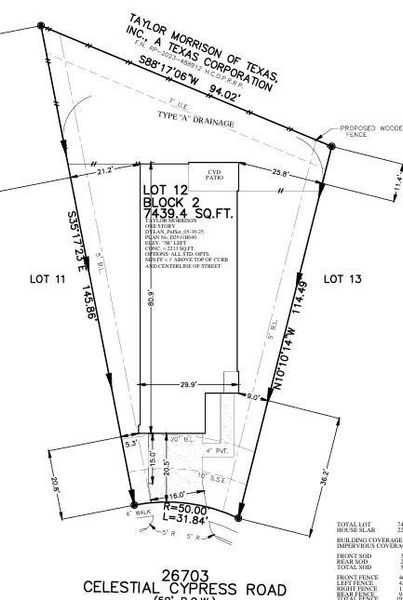 26703 Celestial Cypress Road preliminary plot plan