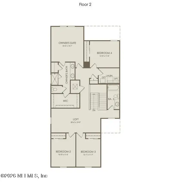 2D floor plan layout of this home in The Preserve at Bannon Lakes, St. Johns, FL (Image 4).