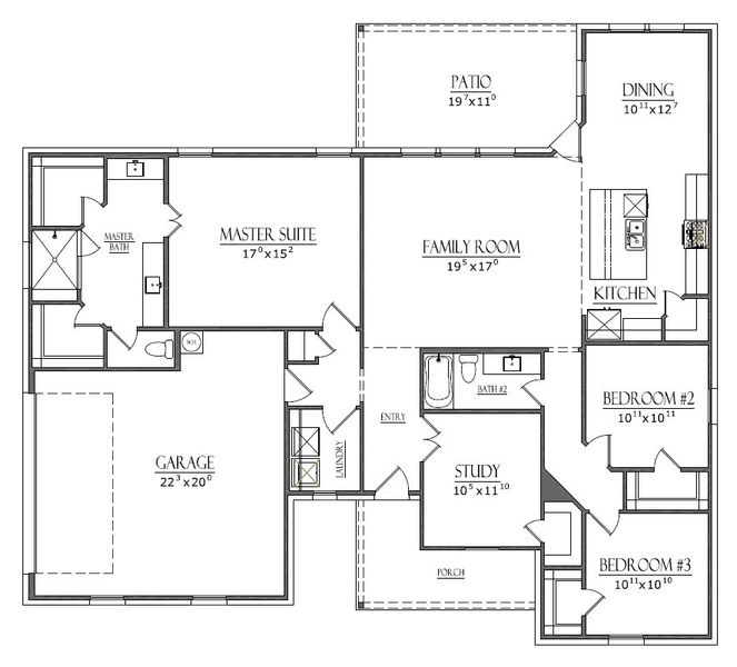 2D floor plan layout of this home in Honeysuckle Ranch, Paradise, TX (Image 5).