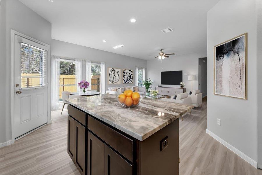 Furnished interior view inside a new home in Enclave at Willis, Willis (Image 6). Furnished interior view inside a new home in Enclave at Willis, Willis (Image 6).