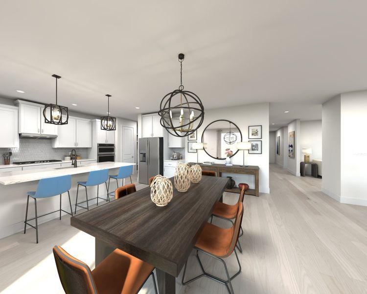 The open-concept floorplan allows for an easy flow between the kitchen and dining areas. The open-concept floorplan allows for an easy flow between the kitchen and dining areas.