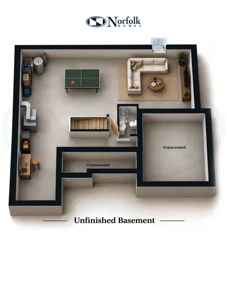 2D floor plan layout for the The Boulder by Norfolk Homes in Offsite Builds Southern Michigan, Ann Arbor, MI (Image 4).