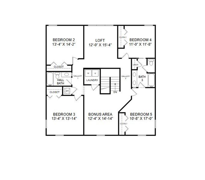 2D floor plan layout for the Wayfair II by Highland Homes of Florida in Marion Oaks, Ocala, FL (Image 3).
