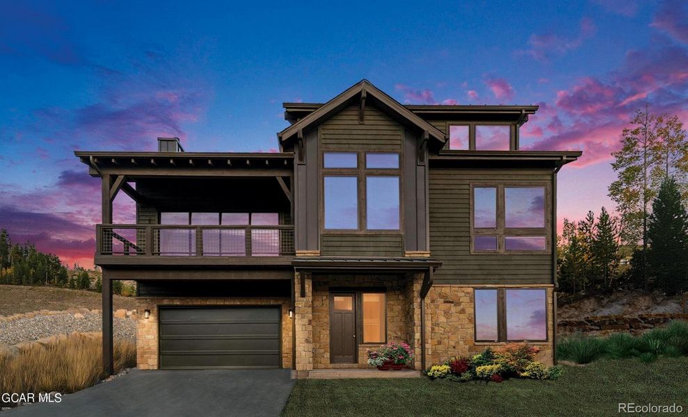 Front exterior of a new home in , Winter Park, CO, highlighting curb appeal (Image 1). Front exterior of a new home in , Winter Park, CO, highlighting curb appeal (Image 1).