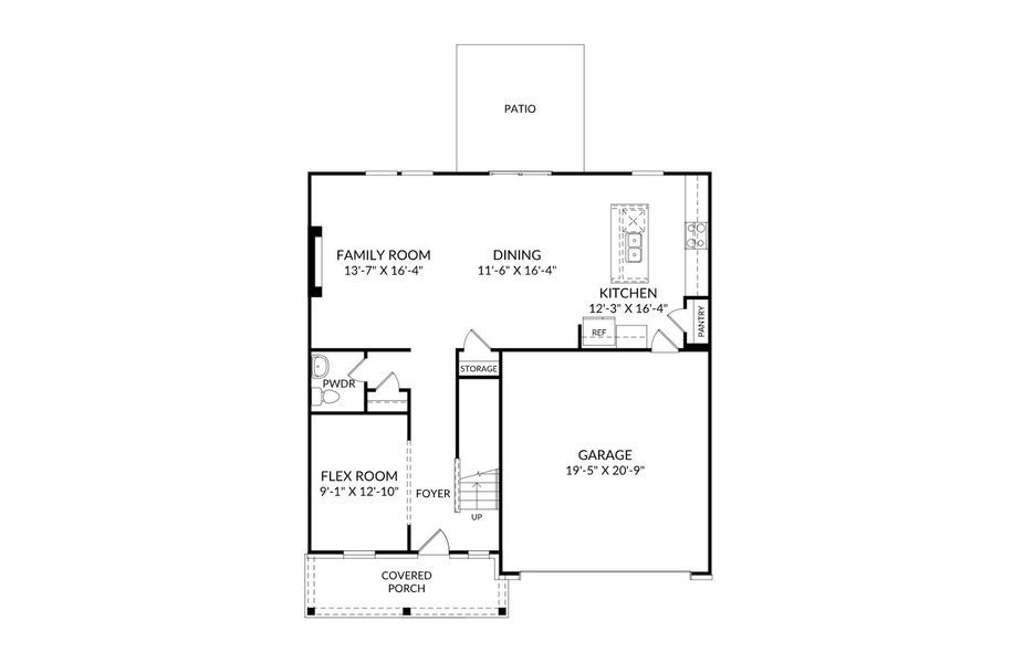 2D floor plan layout for the The Vickery by Stanley Martin Homes in River Oaks, Locust Grove, GA (Image 5).