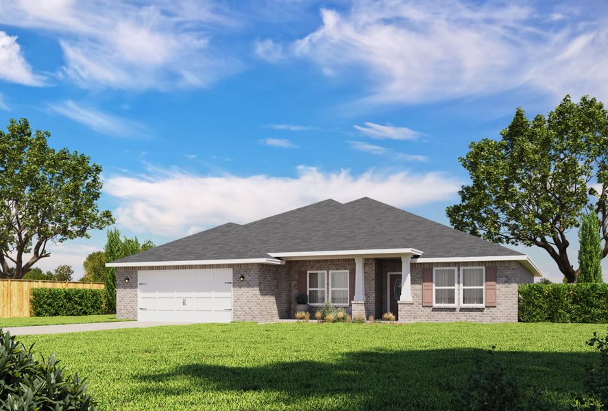 Representative exterior photo of a completed home built from the The Turquoise by Herbst Homes in Walther Reserve, Milton, FL (Image 29).