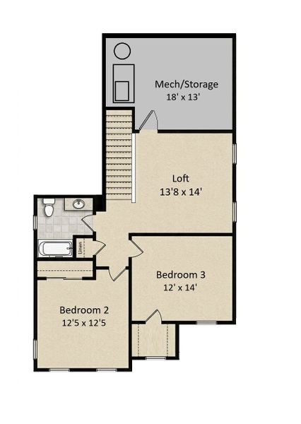 2D floor plan layout for the The Birmingham by Cothran Homes in Miller Park, Greenville, SC (Image 3). 2D floor plan layout for the The Birmingham by Cothran Homes in Miller Park, Greenville, SC (Image 3).