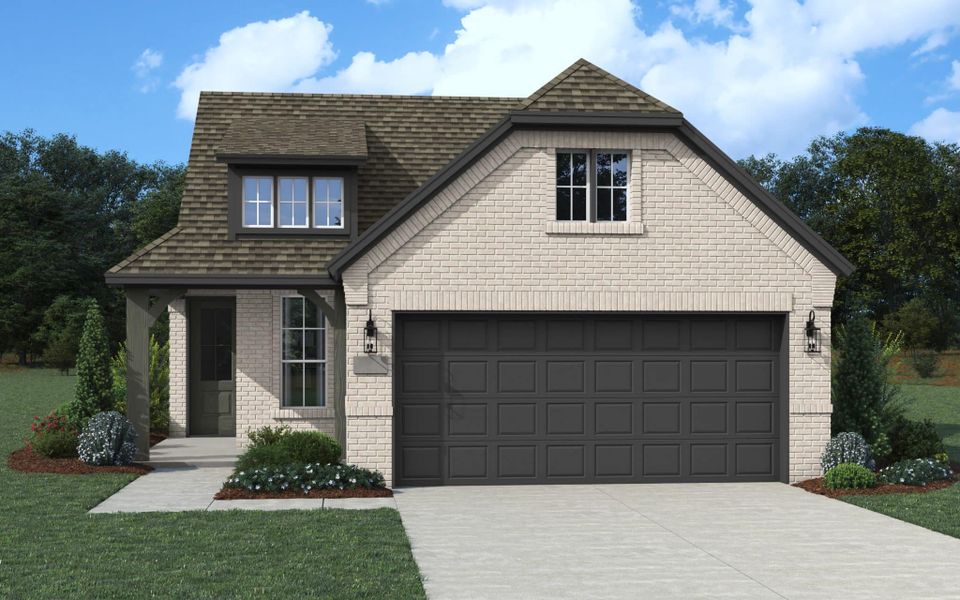 Front exterior of a new home in Bel Air Village, Sherman, TX, highlighting curb appeal (Image 7).
