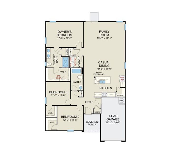 2D floor plan layout for the Embark - Single Family Homes by Dream Finders Homes in Standley Ridge, Spring Lake, NC (Image 3).