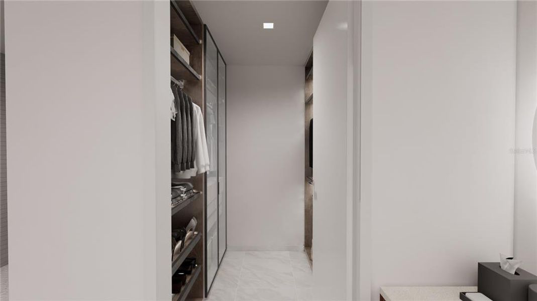 Walk in closet in the primary suite