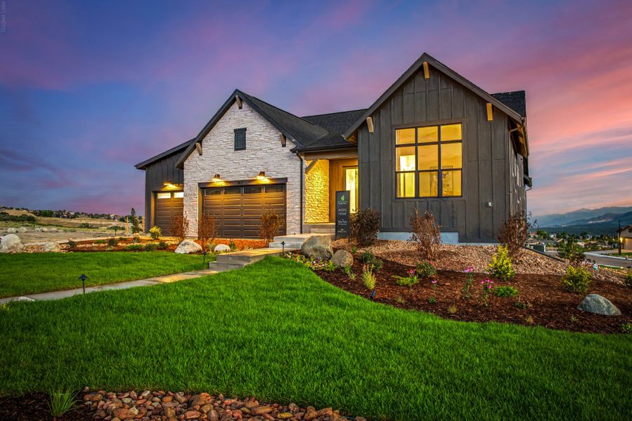 Representative exterior photo of a completed home built from the Glen Eyrie by Scott Felder Homes in Jackson Creek, Monument, CO (Image 22). Representative exterior photo of a completed home built from the Glen Eyrie by Scott Felder Homes in Jackson Creek, Monument, CO (Image 22).