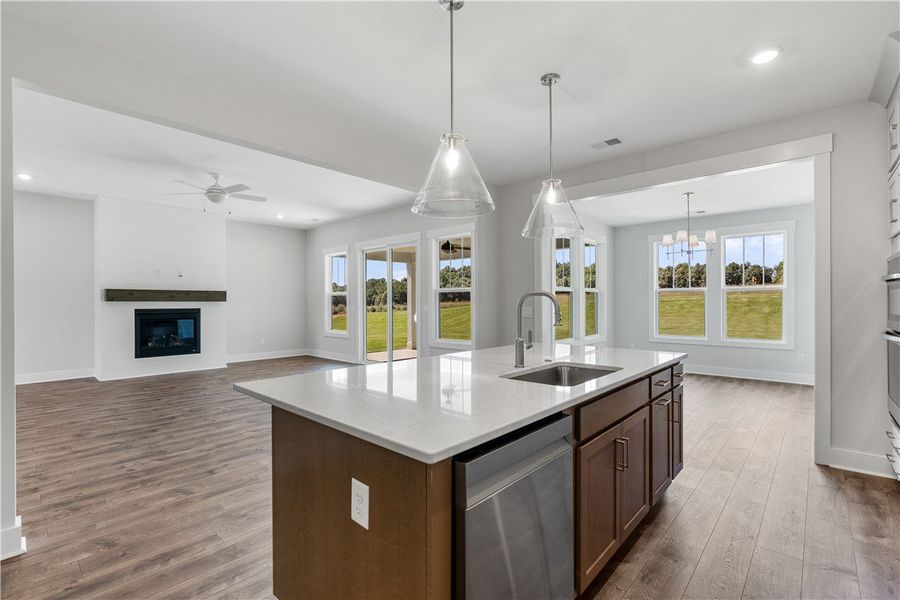 An open-concept living area with abundant natural