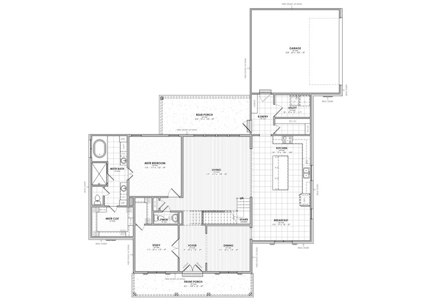 2D floor plan layout for the The Chateau French by Manuel Builders in Chapel Bend, Montgomery, TX (Image 3).