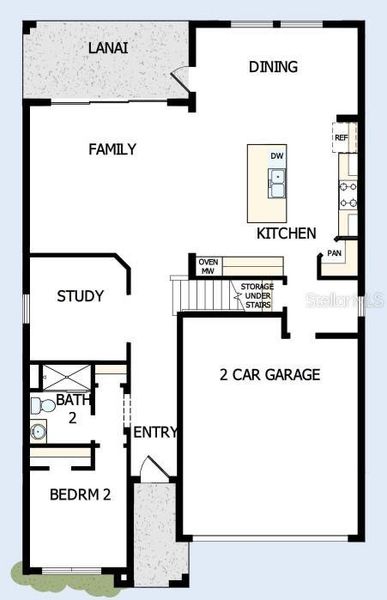 2D floor plan layout of this home in North River Ranch – Garden Series, Parrish, FL (Image 2).