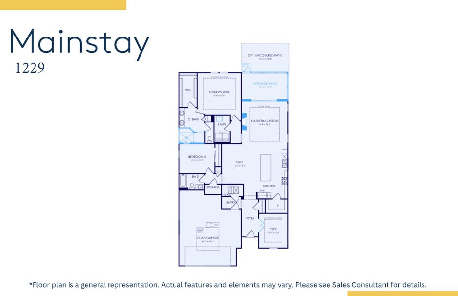 2D floor plan layout of this home in The Haven at Riverlights, Wilmington, NC (Image 3).