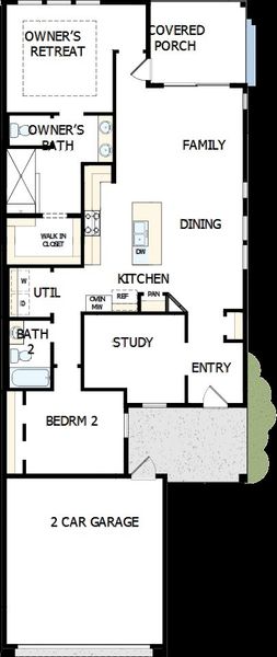 2D floor plan layout of this home in Encore at Chatham Park – Villa Series, Pittsboro, NC (Image 5).