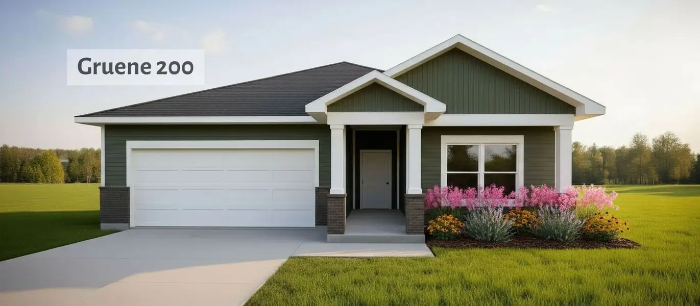 Representative exterior photo of a completed home built from the Gruene by Omega Builders in Hillside Village, Temple, TX (Image 1). Representative exterior photo of a completed home built from the Gruene by Omega Builders in Hillside Village, Temple, TX (Image 1).