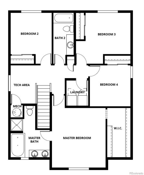 2D floor plan layout of this home in Second Creek Farm, Commerce City, CO (Image 3).